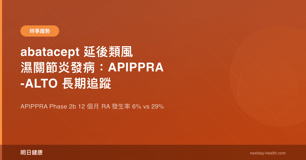 abatacept 延後類風濕關節炎發病：APIPPRA-ALTO 長期追蹤