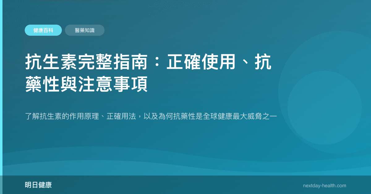抗生素完整指南：正確使用、抗藥性與注意事項