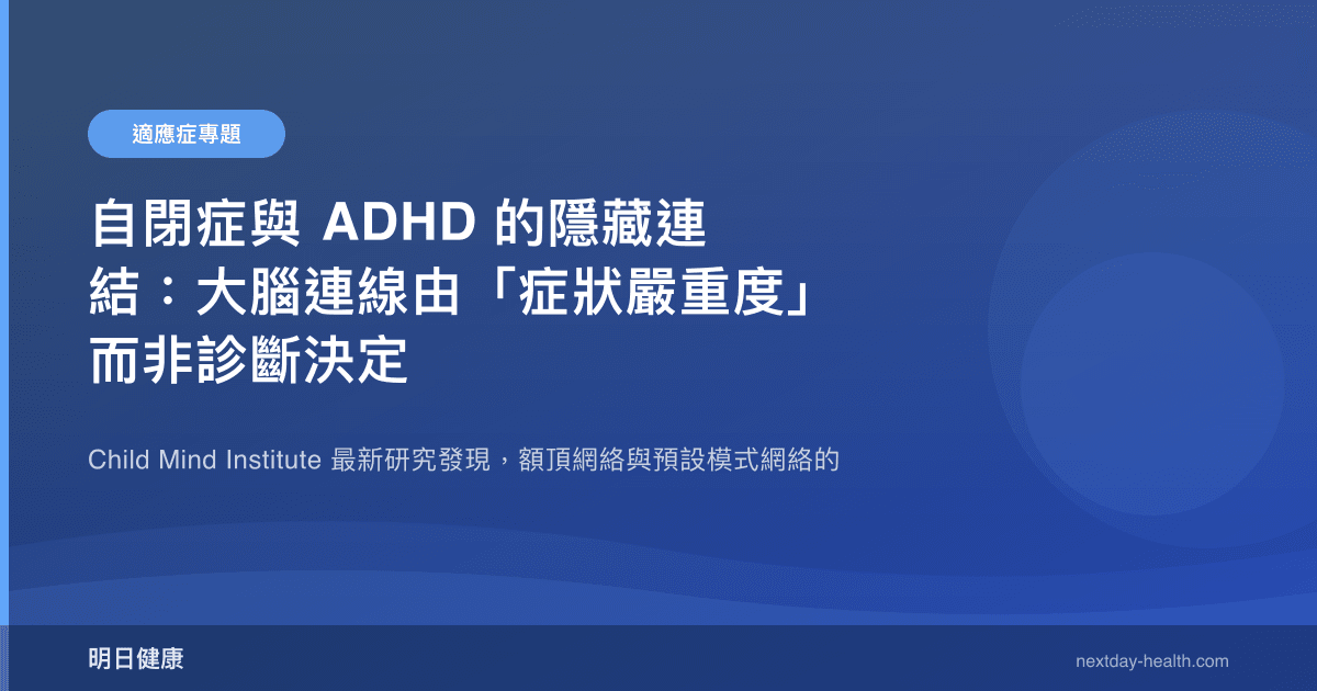 自閉症與 ADHD 的隱藏連結：大腦連線由「症狀嚴重度」而非診斷決定