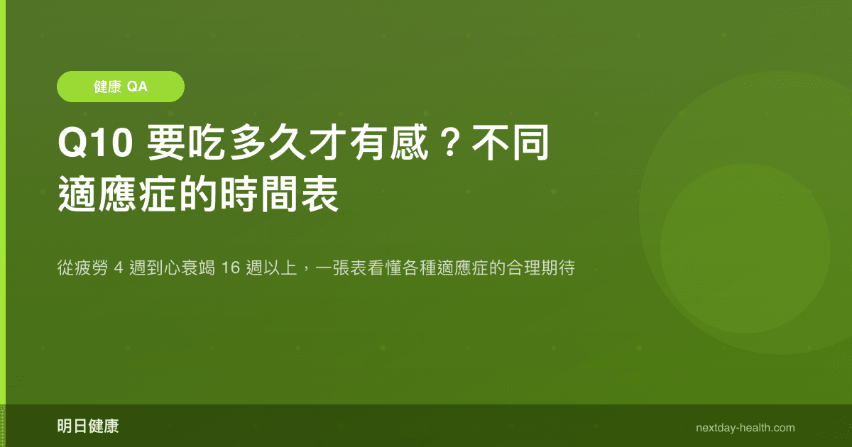 Q10 要吃多久才有感？不同適應症的時間表