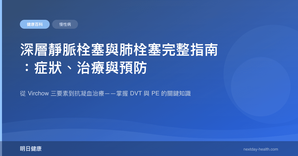 深層靜脈栓塞與肺栓塞完整指南：症狀、治療與預防