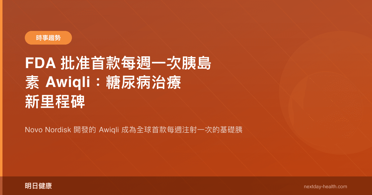 FDA 批准首款每週一次胰島素 Awiqli：糖尿病治療新里程碑