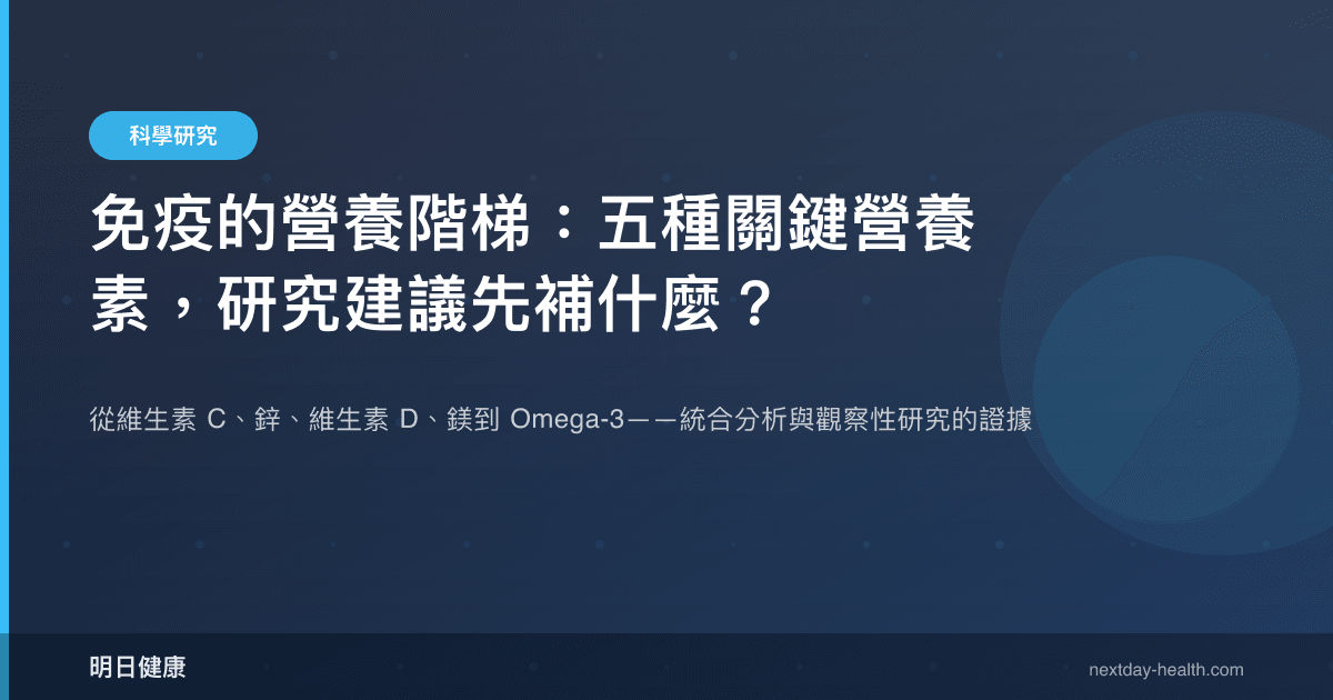 免疫的營養階梯：五種關鍵營養素，研究建議先補什麼？