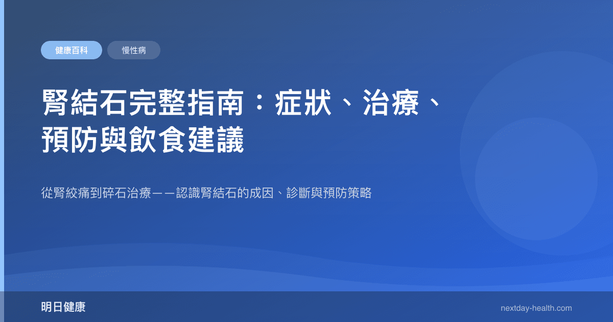 腎結石完整指南：症狀、治療、預防與飲食建議