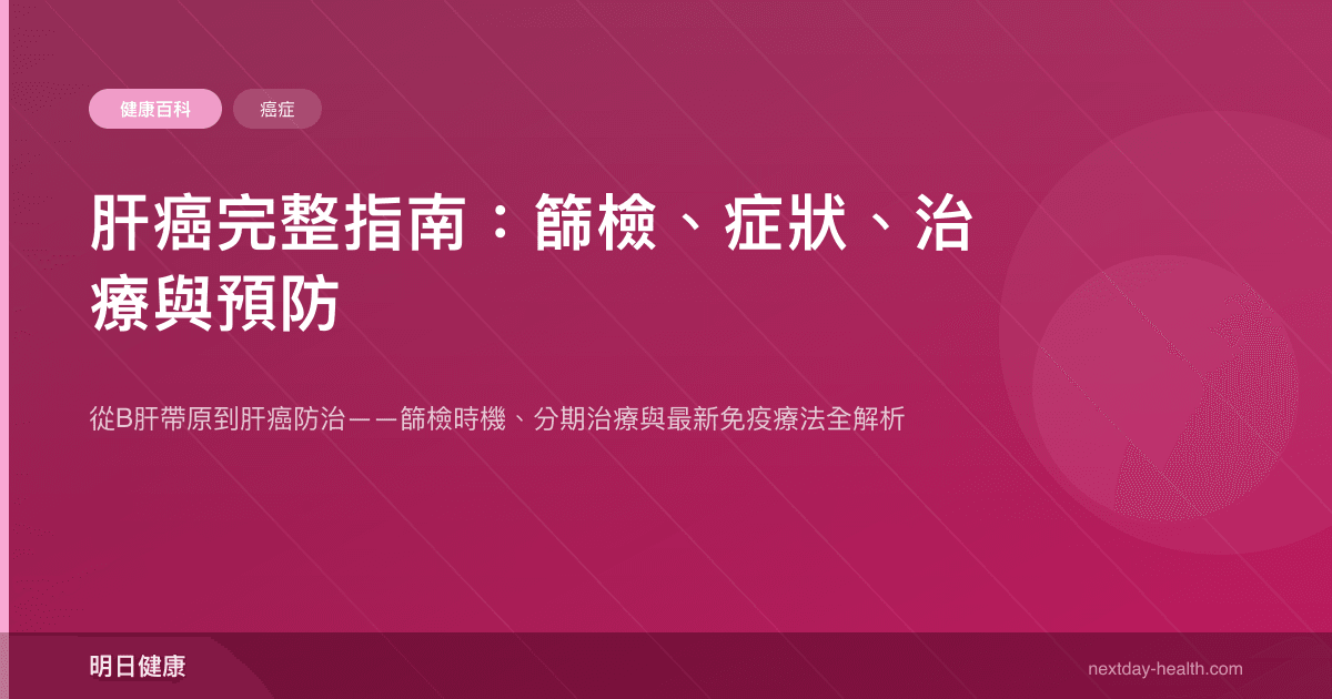 肝癌完整指南：篩檢、症狀、治療與預防