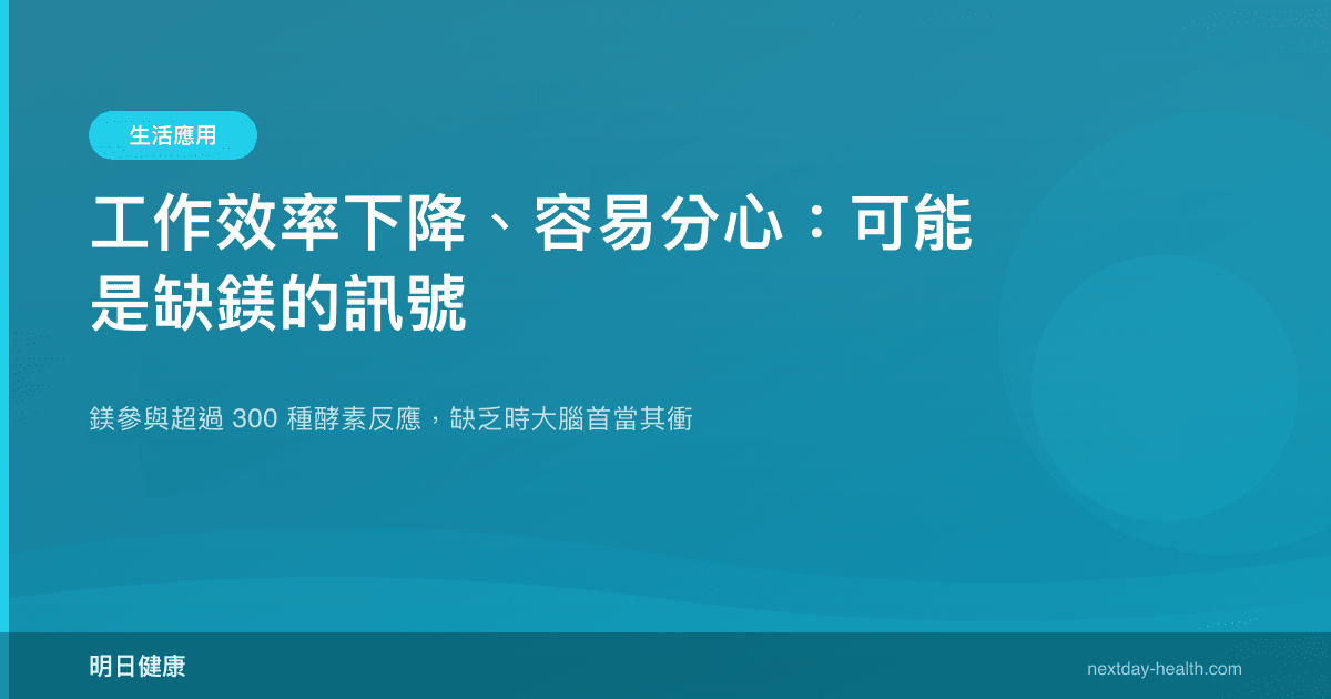 工作效率下降、容易分心：可能是缺鎂的訊號