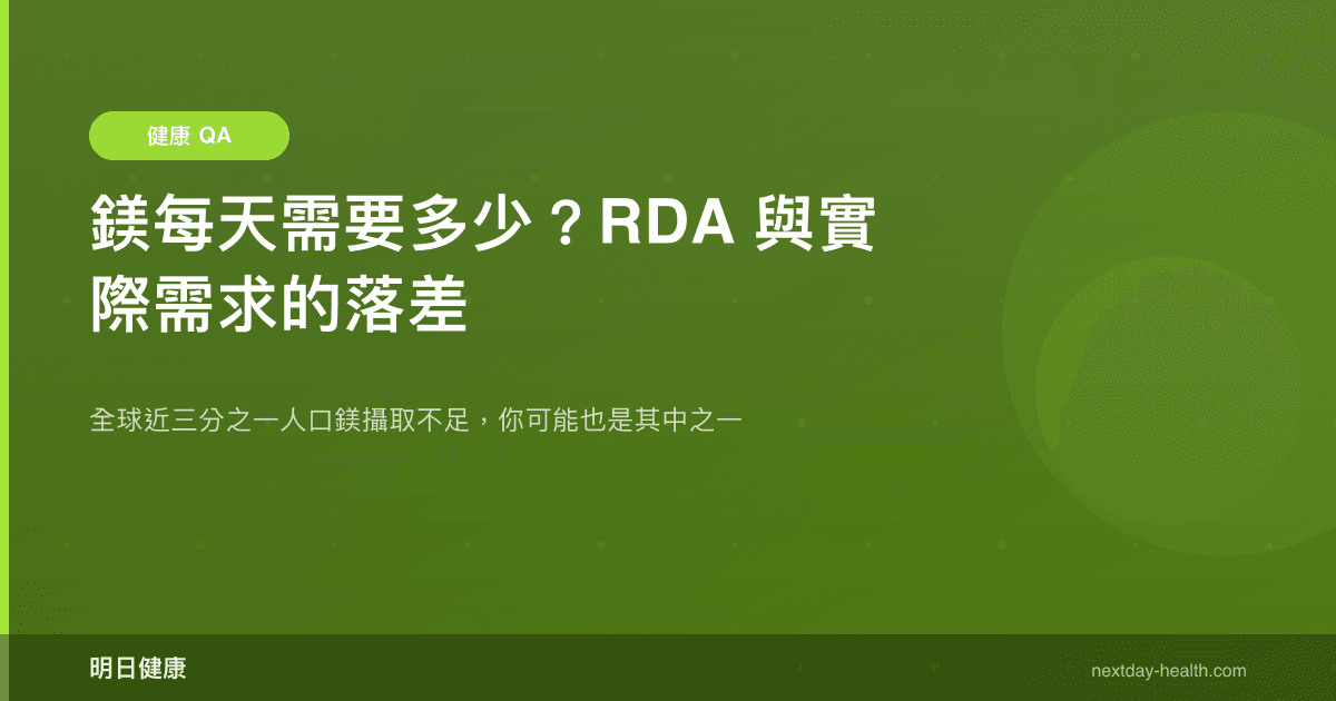 鎂每天需要多少？RDA 與實際需求的落差
