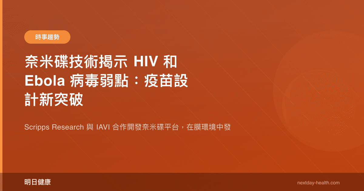 奈米碟技術揭示 HIV 和 Ebola 病毒弱點：疫苗設計新突破