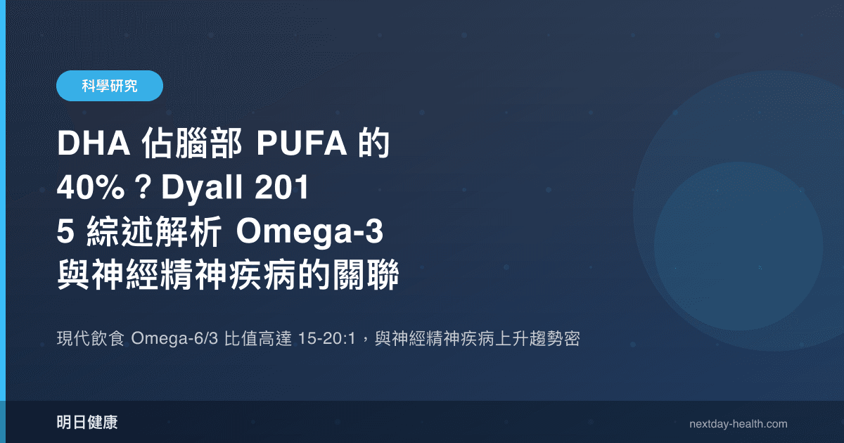DHA 佔腦部 PUFA 的 40%？Dyall 2015 綜述解析 Omega-3 與神經精神疾病的關聯