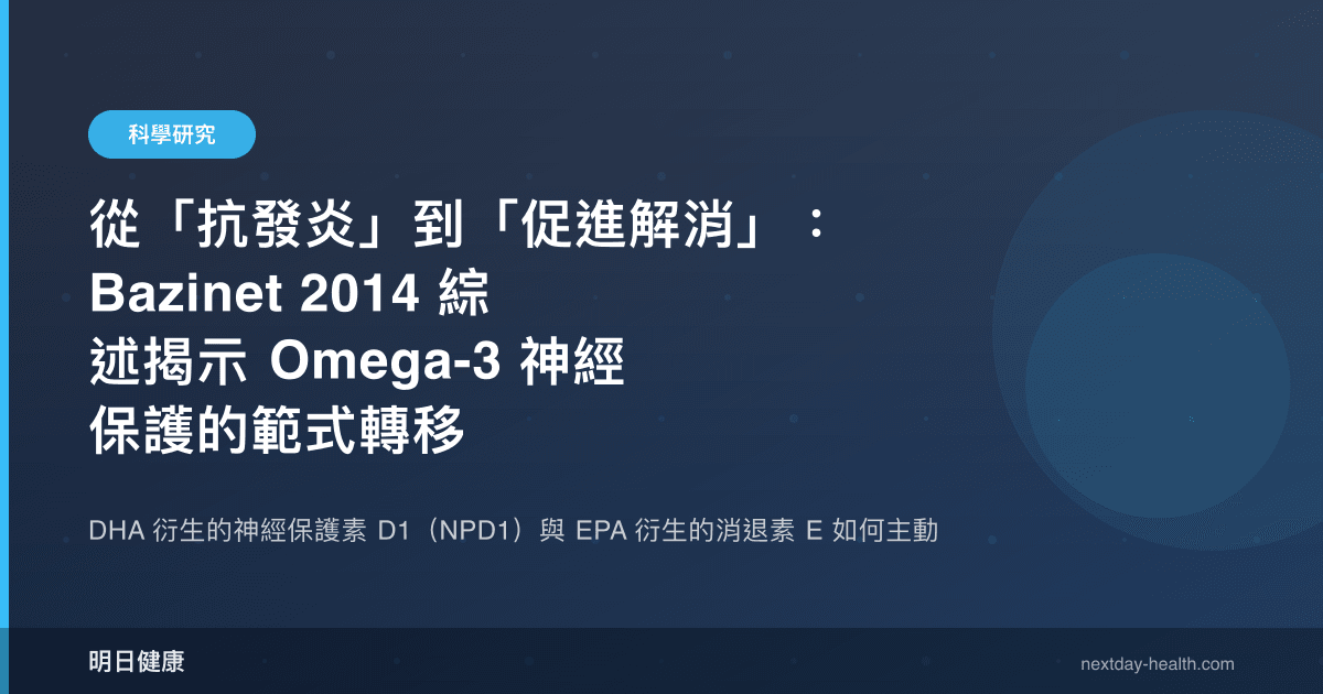 從「抗發炎」到「促進解消」：Bazinet 2014 綜述揭示 Omega-3 神經保護的範式轉移