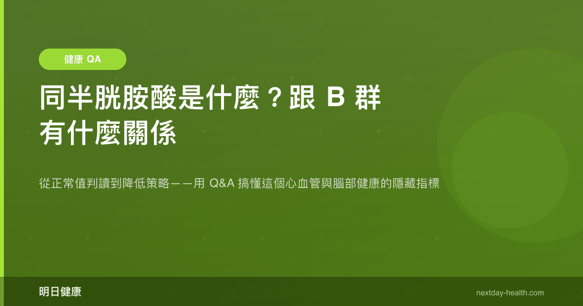 同半胱胺酸是什麼？跟 B 群有什麼關係