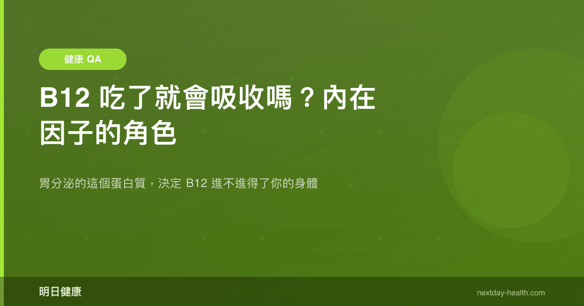B12 吃了就會吸收嗎？內在因子的角色