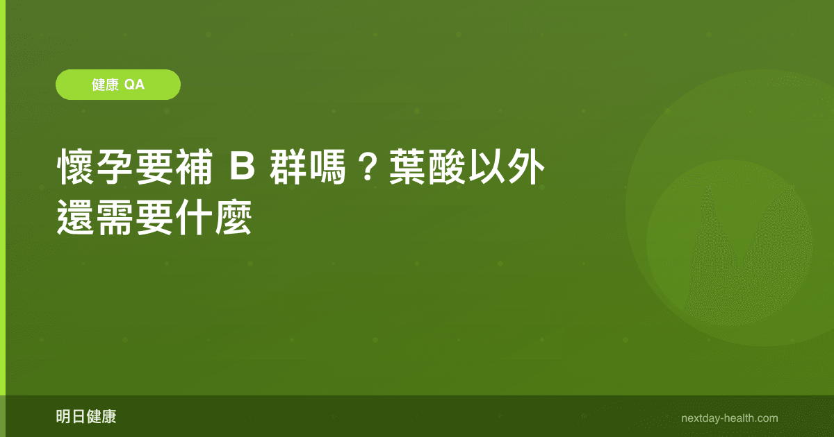懷孕要補 B 群嗎？葉酸以外還需要什麼