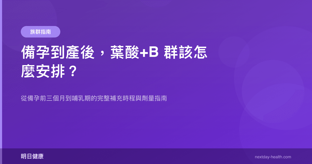 備孕到產後，葉酸+B 群該怎麼安排？