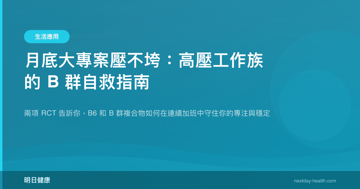 月底大專案壓不垮：高壓工作族的 B 群自救指南