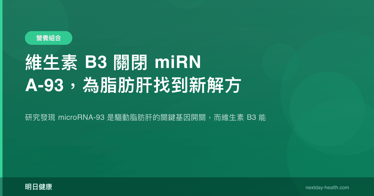 維生素 B3 關閉 miRNA-93，為脂肪肝找到新解方