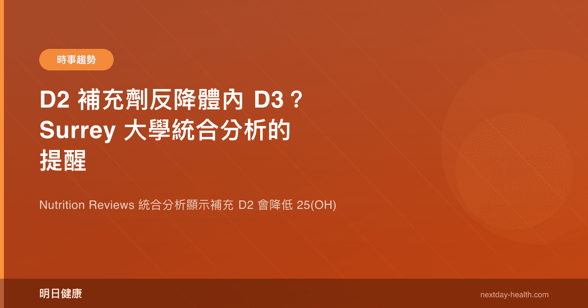 D2 補充劑反降體內 D3？Surrey 大學統合分析的提醒