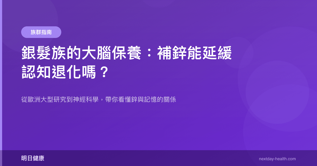 銀髮族的大腦保養：補鋅能延緩認知退化嗎？